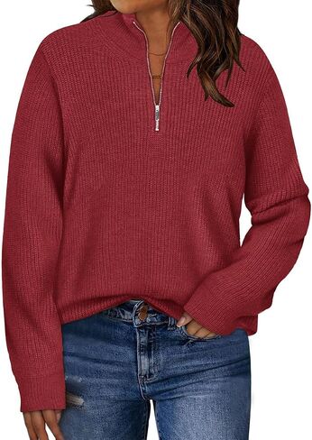 TIYOMI Women Plus Size Tops Long Sleeves Mock Neck Sweaters Knit Pullover Sweater Adjustable Zipper Fall Autumn Winter Shirt in Saudi Arabia