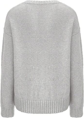 Floerns Women's Graphic Sweater Cat Print Crew Neck Long Sleeve Knitted Casual Fall Pullover Tops in Saudi Arabia