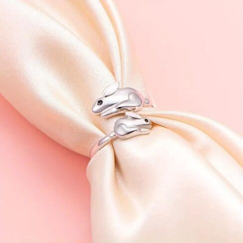 Double Bunny Ring, Adjustable Open Rings Cute Animal Wrap Design Jewelry Gifts for Bunny Lovers in Saudi Arabia