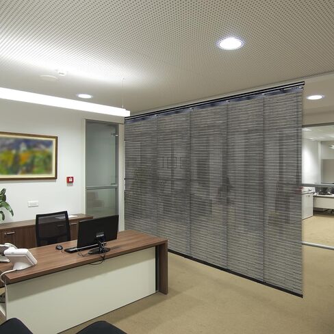 Dusky Filigiree 5-Panel Single Rail Black Panel Track Extendable 58"-110" W x 116" H, Panel Width 23.5" in Saudi Arabia