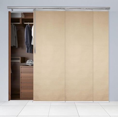 Flax Gold 3-Panel Single Rail Panel Track Extendable 36"-66" W x 94" H, Panel Width 23.5" in Saudi Arabia
