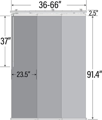 Flax Gold 3-Panel Single Rail Panel Track Extendable 36"-66" W x 94" H, Panel Width 23.5" in Saudi Arabia