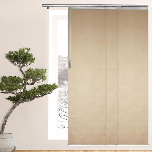 Flax Gold 4-Panel Single Rail White Panel Track Extendable 48"-88" W x 116" H, Panel Width 23.5" in Saudi Arabia
