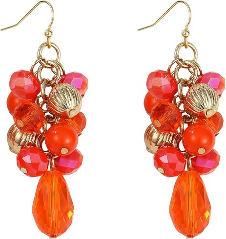 Colorful Lightweight Dainty Cluster Dangle Earrings for Women Trendy Statement Elegant Sparkly Drop Earrings Boho Fancy Teardrop Long Dangly Earrings for Women Wedding Bride Earrings Jewelry Gift in Saudi Arabia