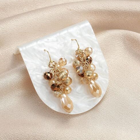 Colorful Lightweight Dainty Cluster Dangle Earrings for Women Trendy Statement Elegant Sparkly Drop Earrings Boho Fancy Teardrop Long Dangly Earrings for Women Wedding Bride Earrings Jewelry Gift in Saudi Arabia
