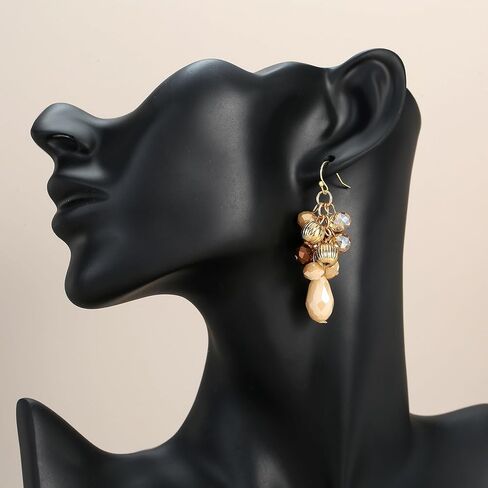 Colorful Lightweight Dainty Cluster Dangle Earrings for Women Trendy Statement Elegant Sparkly Drop Earrings Boho Fancy Teardrop Long Dangly Earrings for Women Wedding Bride Earrings Jewelry Gift in Saudi Arabia