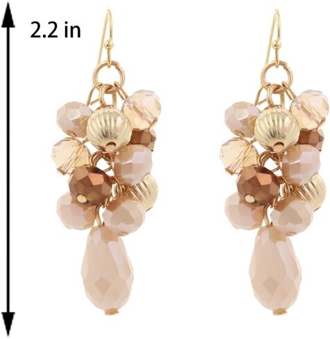 Colorful Lightweight Dainty Cluster Dangle Earrings for Women Trendy Statement Elegant Sparkly Drop Earrings Boho Fancy Teardrop Long Dangly Earrings for Women Wedding Bride Earrings Jewelry Gift in Saudi Arabia