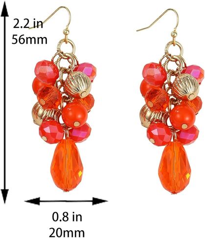 Colorful Lightweight Dainty Cluster Dangle Earrings for Women Trendy Statement Elegant Sparkly Drop Earrings Boho Fancy Teardrop Long Dangly Earrings for Women Wedding Bride Earrings Jewelry Gift in Saudi Arabia