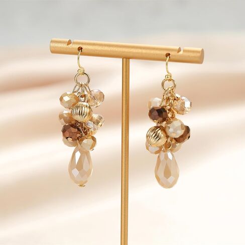 Colorful Lightweight Dainty Cluster Dangle Earrings for Women Trendy Statement Elegant Sparkly Drop Earrings Boho Fancy Teardrop Long Dangly Earrings for Women Wedding Bride Earrings Jewelry Gift in Saudi Arabia