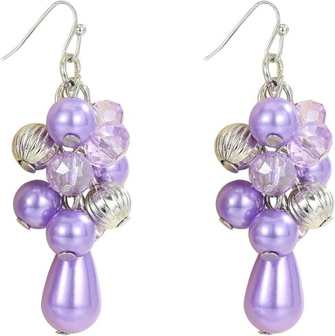 Colorful Lightweight Dainty Cluster Dangle Earrings for Women Trendy Statement Elegant Sparkly Drop Earrings Boho Fancy Teardrop Long Dangly Earrings for Women Wedding Bride Earrings Jewelry Gift in Saudi Arabia