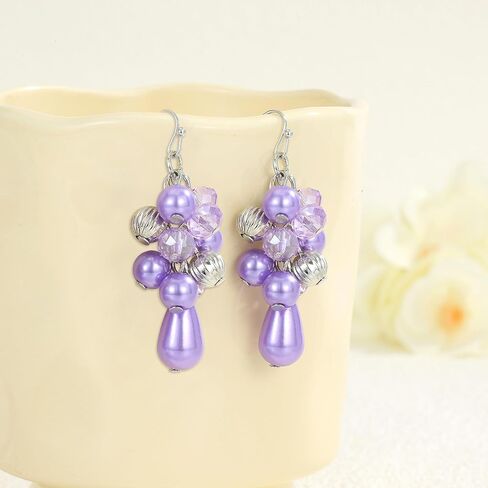 Colorful Lightweight Dainty Cluster Dangle Earrings for Women Trendy Statement Elegant Sparkly Drop Earrings Boho Fancy Teardrop Long Dangly Earrings for Women Wedding Bride Earrings Jewelry Gift in Saudi Arabia