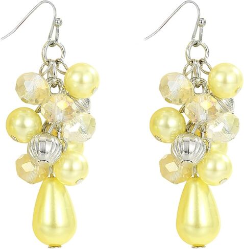 Colorful Lightweight Dainty Cluster Dangle Earrings for Women Trendy Statement Elegant Sparkly Drop Earrings Boho Fancy Teardrop Long Dangly Earrings for Women Wedding Bride Earrings Jewelry Gift in Saudi Arabia
