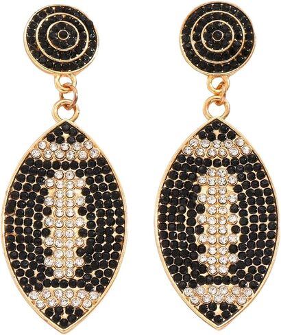 Sparkly Rhinestone Football Earrings Game Day Football Drop Dangle Sports Earrings for Women in Saudi Arabia