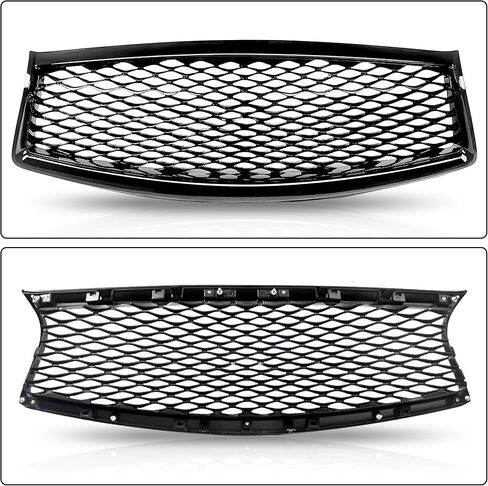 PartsFlow Front Bumper Upper Grill For 2018-2023 Infiniti Q50 Sedan Black With Chrome Trim Grille W/o Camera W/o Sensor Holes IN1200137 in Saudi Arabia
