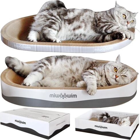 3PSC Cat Scratcher Cardboard, Oval Cat Scratch Pad Bowl Nest for Indoor Cats, Round Cat Scratching Board Corrugated Lounge Cat Bed, Furniture Protector for Couch in Kuwait