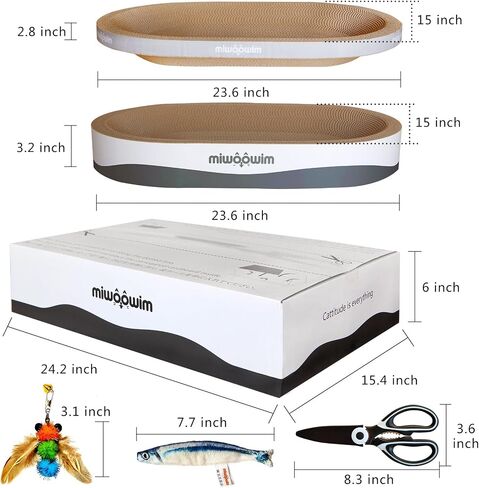 3PSC Cat Scratcher Cardboard, Oval Cat Scratch Pad Bowl Nest for Indoor Cats, Round Cat Scratching Board Corrugated Lounge Cat Bed, Furniture Protector for Couch in Kuwait