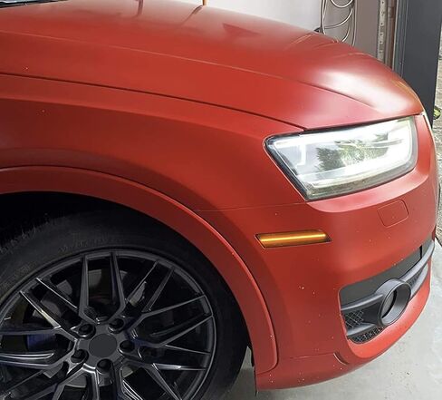 iJDMTOY عدسة مدخنة كهرمانية كاملة LED مجموعة إضاءة جانبية متوافقة مع 2015-2018 Audi Q3، مدعومة بـ 40-SMD LED، استبدل مصابيح العلامات الجانبية الأمامية OEM in Saudi Arabia