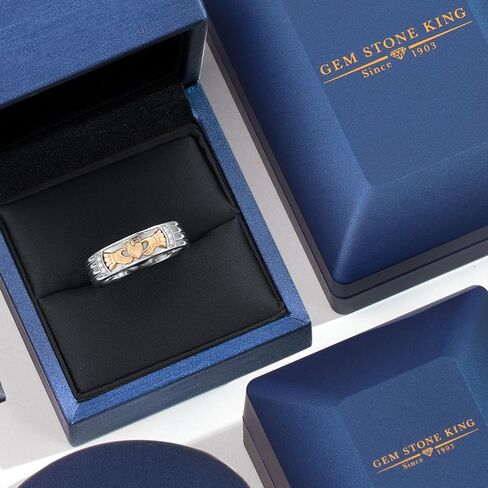 Gem Stone King 925 Silver and 10K Yellow Gold White Lab Grown Diamond Irish Claddagh Ring | Friendship Love Marriage Celtic Lucky Jewelry Birthday Promise Ring | Available in Sizes 7 to 13 in Saudi Arabia