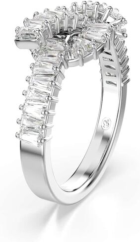 Swarovski Matrix ring, Baguette cut, Knot, White, Rhodium plated in Saudi Arabia