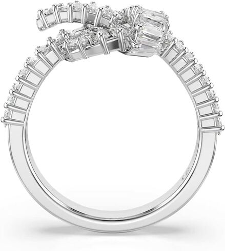 Swarovski Matrix ring, Baguette cut, Knot, White, Rhodium plated in Saudi Arabia
