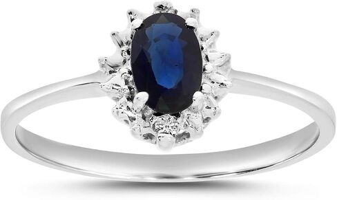 10k White Gold Oval Sapphire And Diamond Ring in Saudi Arabia