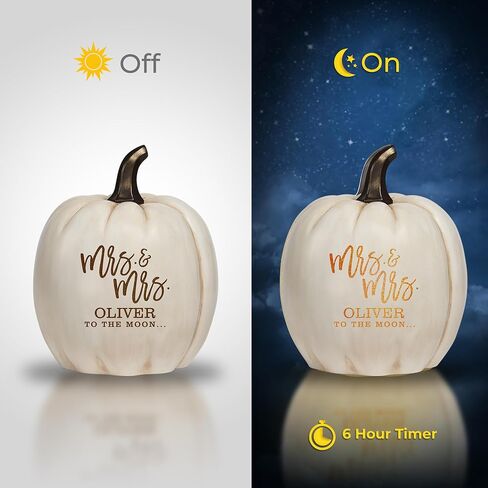 Let's Make Memories Personalized Light-Up Wedding Pumpkin - for Newlyweds, for Couples, for Anniversary - Fall Wedding Decor Centerpiece - Laser-Engraved Resin - Festive Romance - Cream - X-Large in Saudi Arabia