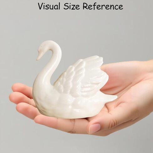 Ceramic Swan Figurine - Modern Minimalist Porcelain Statue Art Decor, Knick Knacks Home Decor for Living Room, Office, Desk, Shelf Decoration (White) in Kuwait