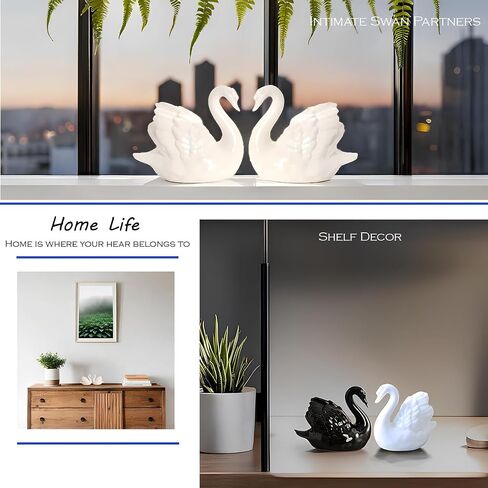 Ceramic Swan Figurine - Modern Minimalist Porcelain Statue Art Decor, Knick Knacks Home Decor for Living Room, Office, Desk, Shelf Decoration (White) in Kuwait