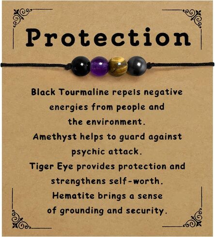 Nanafast Anxiety Relief Bracelet for Women Natural Healing Crystal Bracelets Adjustable Amethyst Beaded Bracelet Anxiety Relief Items with Message Card in Kuwait