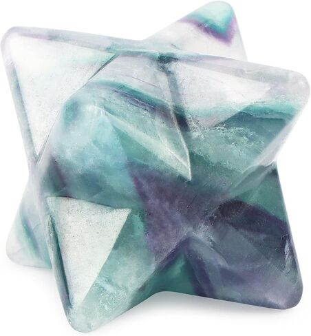 Rainbow Fluorite Crystal Merkaba Stars Hand Carved Gemstones Therapy for Reiki Spiritual Energy Gifts (Rainbow Fluorite) in Kuwait