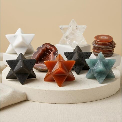 Rainbow Fluorite Crystal Merkaba Stars Hand Carved Gemstones Therapy for Reiki Spiritual Energy Gifts (Rainbow Fluorite) in Kuwait