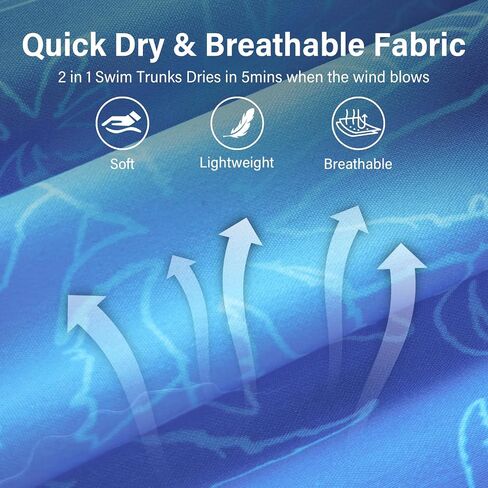 Mens Swim Trunks Swimsuits Board Beach Shorts with Compression Liner Quick Dry 7'' Inseam Board Trunks 1 Pack Swimwear in Saudi Arabia