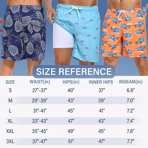 Mens Swim Trunks Swimsuits Board Beach Shorts with Compression Liner Quick Dry 7'' Inseam Board Trunks 1 Pack Swimwear in Saudi Arabia