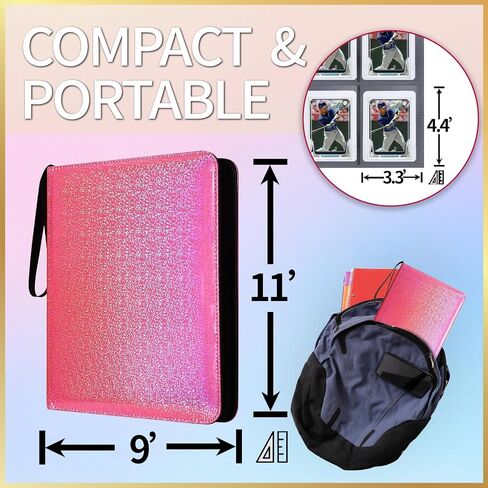 Card Binder for Toploaders,Portable 4 Pockets Trading Card Holder Ablums for Sports, Trading, and Gaming Cards Black in Kuwait