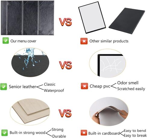 3 حزم حامل القائمة يغطي القائمة مطعم 4.25 × 11 بوصة حامل غطاء القائمة الجلدية 4.25 × 11 بوصة 3 وجهات النظر in Kuwait