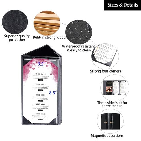 3 حزم حامل القائمة يغطي القائمة مطعم 4.25 × 11 بوصة حامل غطاء القائمة الجلدية 4.25 × 11 بوصة 3 وجهات النظر in Kuwait