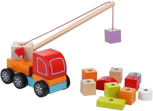 Wooden Crane Truck – Magnetic Construction Vehicle Playset for Toddlers Ages 18 Months+ – Montessori Toy for Fine Motor Skills, Creativity, and Imaginative Play in Saudi Arabia