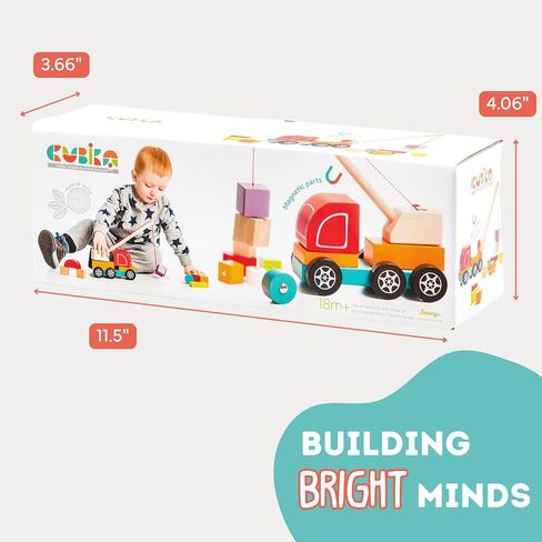 Wooden Crane Truck – Magnetic Construction Vehicle Playset for Toddlers Ages 18 Months+ – Montessori Toy for Fine Motor Skills, Creativity, and Imaginative Play in Saudi Arabia
