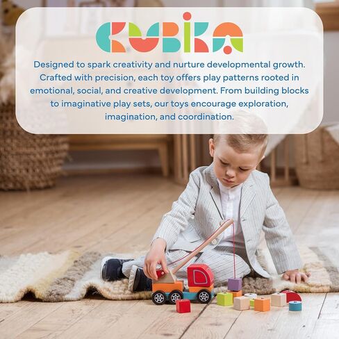 Wooden Crane Truck – Magnetic Construction Vehicle Playset for Toddlers Ages 18 Months+ – Montessori Toy for Fine Motor Skills, Creativity, and Imaginative Play in Saudi Arabia