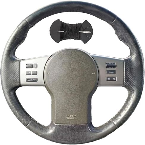 Car Steering Wheel Cover Microfiber Leather Stitch Wheel Wrap Fit for Nissan Pathfinder III Frontier Xterra Navara 2005 2006 2007 2008 2009 2010 2011 2012 2013 2014 2015,Black in Saudi Arabia