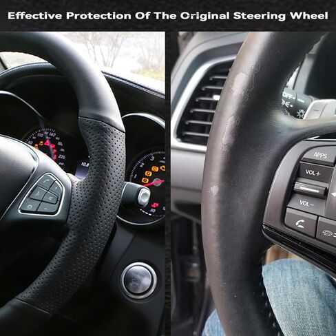 Car Steering Wheel Cover Microfiber Leather Stitch Wheel Wrap Fit for Nissan Pathfinder III Frontier Xterra Navara 2005 2006 2007 2008 2009 2010 2011 2012 2013 2014 2015,Black in Saudi Arabia