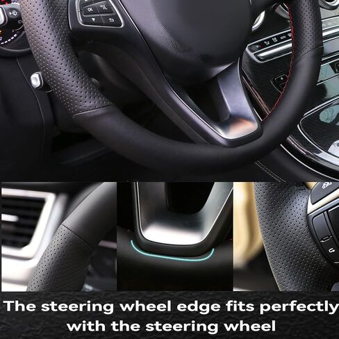Car Steering Wheel Cover Microfiber Leather Stitch Wheel Wrap Fit for Nissan Pathfinder III Frontier Xterra Navara 2005 2006 2007 2008 2009 2010 2011 2012 2013 2014 2015,Black in Saudi Arabia