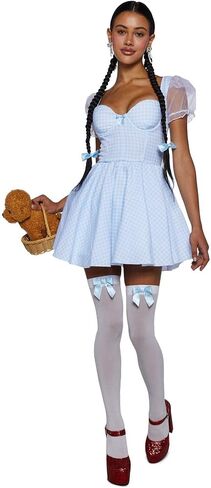 Dolls Kill Kansas Bound Costume Set by Trickz N’ Treatz – Women’s Gingham Mini Dress with Puff Sleeves & Flared Skirt in Saudi Arabia