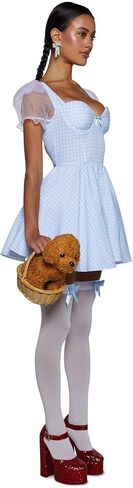 Dolls Kill Kansas Bound Costume Set by Trickz N’ Treatz – Women’s Gingham Mini Dress with Puff Sleeves & Flared Skirt in Saudi Arabia