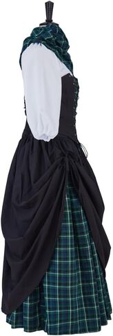 Saniplaycos Traditional Scottish Plaid Dress Highland Renaissance Costume Reenactment Christmas Gown Retro Tartan Dress in Saudi Arabia
