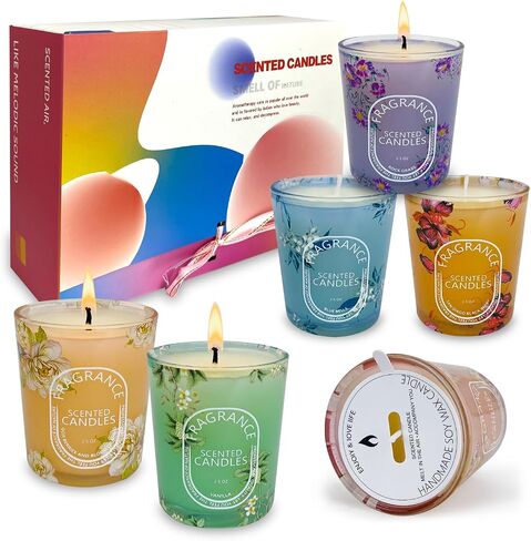 Scented Candles Gift Set of 6 Pack, Glass Jar Candles for 6 Scented, Long Lasting Soy Wax Aromatherapy Candle Set, Best Gifts with Gift Box for Every One in Saudi Arabia