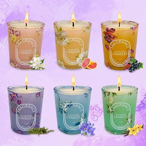 Scented Candles Gift Set of 6 Pack, Glass Jar Candles for 6 Scented, Long Lasting Soy Wax Aromatherapy Candle Set, Best Gifts with Gift Box for Every One in Saudi Arabia