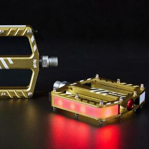 Clipless Mountain Bike Pedals w USB Rechargeable LED Lights Waterproof, CNC Aluminum Flat MTB Bicycle Pedals w 9/16" Cr-Mo Alloy Spindle 3 Sealed Ball Bearing for Road Bike Pedals Replacement in Saudi Arabia