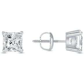 2 Ct Princess Cut Moissanite Stud Earring 14K White Gold Earrings Earrings Screw Back Basket Designer Stud For Daily Wear Jewelry in Saudi Arabia