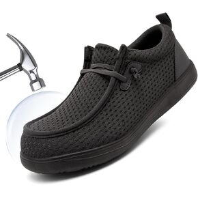 أحذية معدنية لأصابع القدم للرجال أحذية أمان سهلة الارتداء بمقدمة واسعة أحذية بدون كعب للمشي مقاومة للثقب أحذية رياضية خفيفة الوزن ومريحة in Kuwait